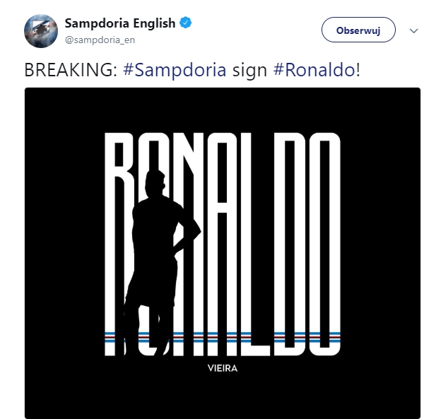 Tak Sampdoria ogłosiła transfer Ronaldo... :D